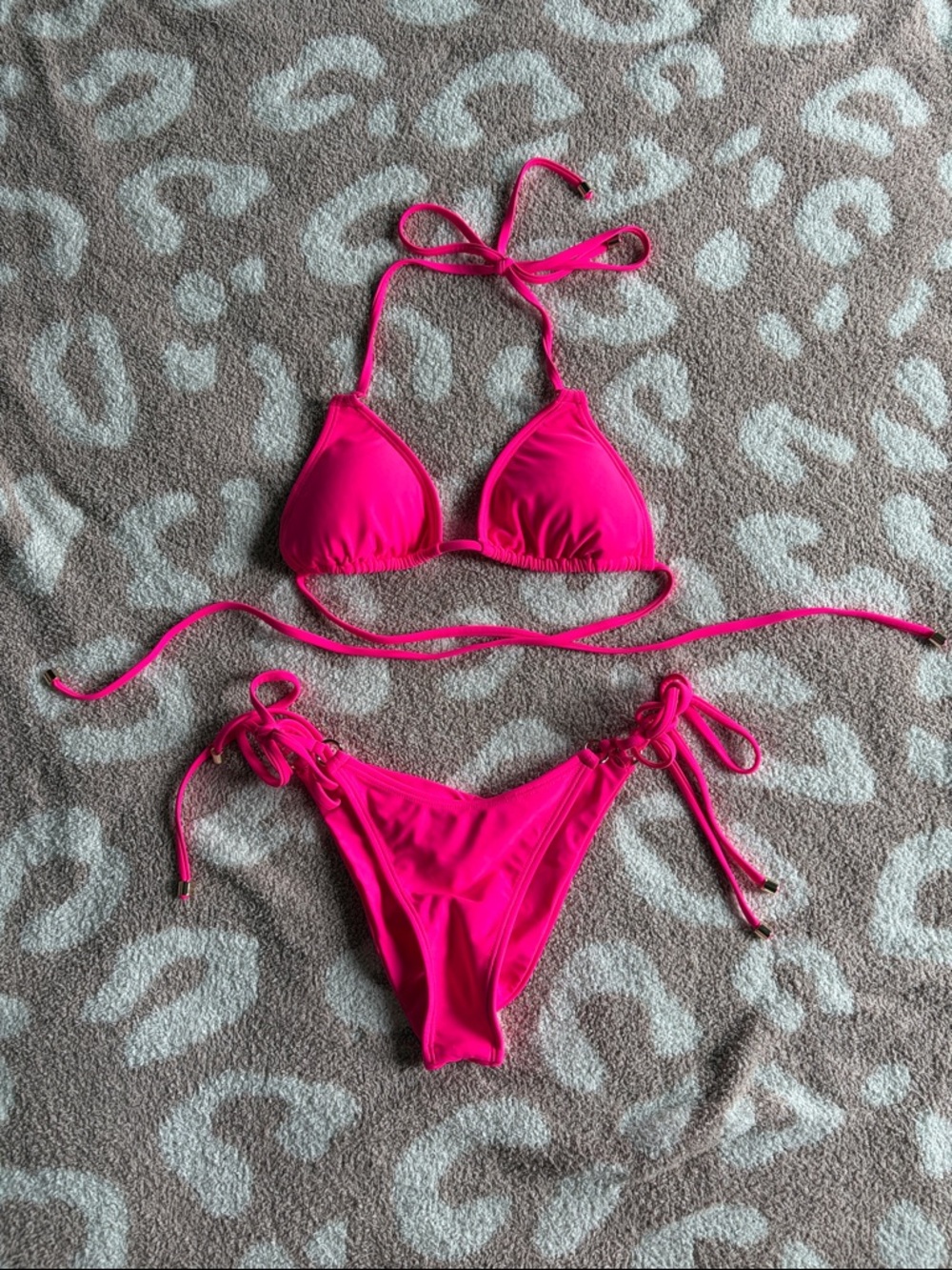 ENEZ Hot Pink Triangle String Bikini Set